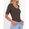 imageANRABESS Womens Half Sleeve Tops Scoop Neck Ribbed Knit Slim Fitted Basic Tee Shirts Summer 2025 Trendy Fall Casual ClothesCoffee