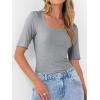 imageANRABESS Womens Half Sleeve Tops Scoop Neck Ribbed Knit Slim Fitted Basic Tee Shirts Summer 2025 Trendy Fall Casual ClothesGrey
