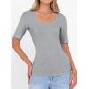 imageANRABESS Womens Half Sleeve Tops Scoop Neck Ribbed Knit Slim Fitted Basic Tee Shirts Summer 2025 Trendy Fall Casual ClothesGrey