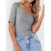 imageANRABESS Womens Half Sleeve Tops Scoop Neck Ribbed Knit Slim Fitted Basic Tee Shirts Summer 2025 Trendy Fall Casual ClothesGrey