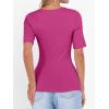 imageANRABESS Womens Half Sleeve Tops Scoop Neck Ribbed Knit Slim Fitted Basic Tee Shirts Summer 2025 Trendy Fall Casual ClothesHot Pink