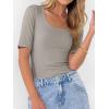 imageANRABESS Womens Half Sleeve Tops Scoop Neck Ribbed Knit Slim Fitted Basic Tee Shirts Summer 2025 Trendy Fall Casual ClothesKhaki