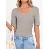 imageANRABESS Womens Half Sleeve Tops Scoop Neck Ribbed Knit Slim Fitted Basic Tee Shirts Summer 2025 Trendy Fall Casual ClothesKhaki
