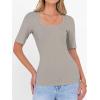imageANRABESS Womens Half Sleeve Tops Scoop Neck Ribbed Knit Slim Fitted Basic Tee Shirts Summer 2025 Trendy Fall Casual ClothesKhaki