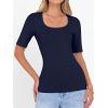 imageANRABESS Womens Half Sleeve Tops Scoop Neck Ribbed Knit Slim Fitted Basic Tee Shirts Summer 2025 Trendy Fall Casual ClothesNavy Blue