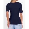 imageANRABESS Womens Half Sleeve Tops Scoop Neck Ribbed Knit Slim Fitted Basic Tee Shirts Summer 2025 Trendy Fall Casual ClothesNavy Blue