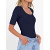 imageANRABESS Womens Half Sleeve Tops Scoop Neck Ribbed Knit Slim Fitted Basic Tee Shirts Summer 2025 Trendy Fall Casual ClothesNavy Blue