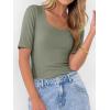 imageANRABESS Womens Half Sleeve Tops Scoop Neck Ribbed Knit Slim Fitted Basic Tee Shirts Summer 2025 Trendy Fall Casual ClothesSage Green