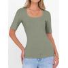 imageANRABESS Womens Half Sleeve Tops Scoop Neck Ribbed Knit Slim Fitted Basic Tee Shirts Summer 2025 Trendy Fall Casual ClothesSage Green