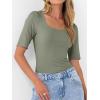 imageANRABESS Womens Half Sleeve Tops Scoop Neck Ribbed Knit Slim Fitted Basic Tee Shirts Summer 2025 Trendy Fall Casual ClothesSage Green