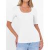 imageANRABESS Womens Half Sleeve Tops Scoop Neck Ribbed Knit Slim Fitted Basic Tee Shirts Summer 2025 Trendy Fall Casual ClothesWhite
