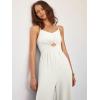 imageANRABESS Womens Jumpsuit Summer Beach Vacation Romper 2025 V Neck Sleevelsee Spaghetti Strap Cutout Linen Wide Leg ClothesOffwhite