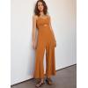 imageANRABESS Womens Jumpsuit Summer Beach Vacation Romper 2025 V Neck Sleevelsee Spaghetti Strap Cutout Linen Wide Leg ClothesOrange
