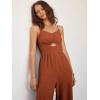 imageANRABESS Womens Jumpsuit Summer Beach Vacation Romper 2025 V Neck Sleevelsee Spaghetti Strap Cutout Linen Wide Leg ClothesRust