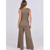 imageANRABESS Womens Jumpsuits Dressy Summer Casual One Piece Outfits High Neck Tank Top Wide Leg Pants Rompers Jumper PocketsKhaki