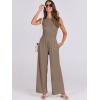 imageANRABESS Womens Jumpsuits Dressy Summer Casual One Piece Outfits High Neck Tank Top Wide Leg Pants Rompers Jumper PocketsKhaki