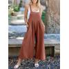 imageANRABESS Womens Jumpsuits Overalls Linen Wide Leg Jumpers Casual Summer Fall Outfits 2025 Beach Vacation Clothes with PocketsRust