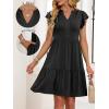 imageANRABESS Womens Summer Casual Mini Dress Ruffle Sleeve V Neck Sundress 2025 Fashion Flowy Tiered Boho Beach Vacation DressesBlack