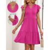 imageANRABESS Womens Summer Casual Mini Dress Ruffle Sleeve V Neck Sundress 2025 Fashion Flowy Tiered Boho Beach Vacation DressesHot Pink