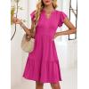 imageANRABESS Womens Summer Casual Mini Dress Ruffle Sleeve V Neck Sundress 2025 Fashion Flowy Tiered Boho Beach Vacation DressesHot Pink