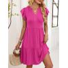 imageANRABESS Womens Summer Casual Mini Dress Ruffle Sleeve V Neck Sundress 2025 Fashion Flowy Tiered Boho Beach Vacation DressesHot Pink