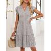 imageANRABESS Womens Summer Casual Mini Dress Ruffle Sleeve V Neck Sundress 2025 Fashion Flowy Tiered Boho Beach Vacation DressesKhaki Polka Dot