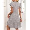imageANRABESS Womens Summer Casual Mini Dress Ruffle Sleeve V Neck Sundress 2025 Fashion Flowy Tiered Boho Beach Vacation DressesKhaki Polka Dot