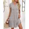 imageANRABESS Womens Summer Casual Mini Dress Ruffle Sleeve V Neck Sundress 2025 Fashion Flowy Tiered Boho Beach Vacation DressesKhaki Polka Dot