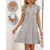 imageANRABESS Womens Summer Casual Mini Dress Ruffle Sleeve V Neck Sundress 2025 Fashion Flowy Tiered Boho Beach Vacation DressesKhaki Polka Dot