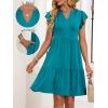 imageANRABESS Womens Summer Casual Mini Dress Ruffle Sleeve V Neck Sundress 2025 Fashion Flowy Tiered Boho Beach Vacation DressesLake Green