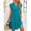 imageANRABESS Womens Summer Casual Mini Dress Ruffle Sleeve V Neck Sundress 2025 Fashion Flowy Tiered Boho Beach Vacation DressesLake Green