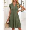 imageANRABESS Womens Summer Casual Mini Dress Ruffle Sleeve V Neck Sundress 2025 Fashion Flowy Tiered Boho Beach Vacation DressesOlive