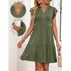 imageANRABESS Womens Summer Casual Mini Dress Ruffle Sleeve V Neck Sundress 2025 Fashion Flowy Tiered Boho Beach Vacation DressesOlive