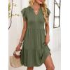 imageANRABESS Womens Summer Casual Mini Dress Ruffle Sleeve V Neck Sundress 2025 Fashion Flowy Tiered Boho Beach Vacation DressesOlive