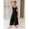 imageANRABESS Womens Summer Wide Leg Jumpsuits Spaghetti Strap V Neck Smocked Jumpsuits Rompers with Pockets A929heiseM Black