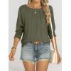 imageANRABESS Womens Tops 34 Sleeve Crewneck Pleated Dressy Casual Shirts 2025 Summer Business Basic Tee Blouses Work OutfitsArmy Green