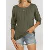 imageANRABESS Womens Tops 34 Sleeve Crewneck Pleated Dressy Casual Shirts 2025 Summer Business Basic Tee Blouses Work OutfitsArmy Green