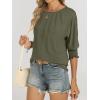 imageANRABESS Womens Tops 34 Sleeve Crewneck Pleated Dressy Casual Shirts 2025 Summer Business Basic Tee Blouses Work OutfitsArmy Green