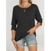 imageANRABESS Womens Tops 34 Sleeve Crewneck Pleated Dressy Casual Shirts 2025 Summer Business Basic Tee Blouses Work OutfitsBlack