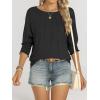 imageANRABESS Womens Tops 34 Sleeve Crewneck Pleated Dressy Casual Shirts 2025 Summer Business Basic Tee Blouses Work OutfitsBlack