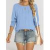 imageANRABESS Womens Tops 34 Sleeve Crewneck Pleated Dressy Casual Shirts 2025 Summer Business Basic Tee Blouses Work OutfitsBlue