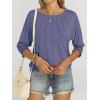 imageANRABESS Womens Tops 34 Sleeve Crewneck Pleated Dressy Casual Shirts 2025 Summer Business Basic Tee Blouses Work OutfitsBlue Gray