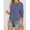 imageANRABESS Womens Tops 34 Sleeve Crewneck Pleated Dressy Casual Shirts 2025 Summer Business Basic Tee Blouses Work OutfitsBlue Gray