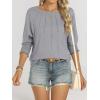 imageANRABESS Womens Tops 34 Sleeve Crewneck Pleated Dressy Casual Shirts 2025 Summer Business Basic Tee Blouses Work OutfitsGrey
