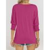imageANRABESS Womens Tops 34 Sleeve Crewneck Pleated Dressy Casual Shirts 2025 Summer Business Basic Tee Blouses Work OutfitsHot Pink