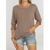 imageANRABESS Womens Tops 34 Sleeve Crewneck Pleated Dressy Casual Shirts 2025 Summer Business Basic Tee Blouses Work OutfitsKhaki