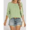 imageANRABESS Womens Tops 34 Sleeve Crewneck Pleated Dressy Casual Shirts 2025 Summer Business Basic Tee Blouses Work OutfitsLight Green
