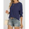 imageANRABESS Womens Tops 34 Sleeve Crewneck Pleated Dressy Casual Shirts 2025 Summer Business Basic Tee Blouses Work OutfitsNavy Blue