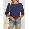 imageANRABESS Womens Tops 34 Sleeve Crewneck Pleated Dressy Casual Shirts 2025 Summer Business Basic Tee Blouses Work OutfitsNavy Blue