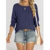 imageANRABESS Womens Tops 34 Sleeve Crewneck Pleated Dressy Casual Shirts 2025 Summer Business Basic Tee Blouses Work OutfitsNavy Blue